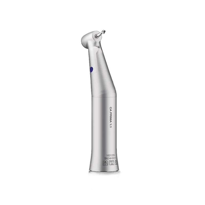 Contra-ángulo dental Bien-Air Prima 1:1 con transmisión directa 40.000 rpm para operatoria y restauradora.