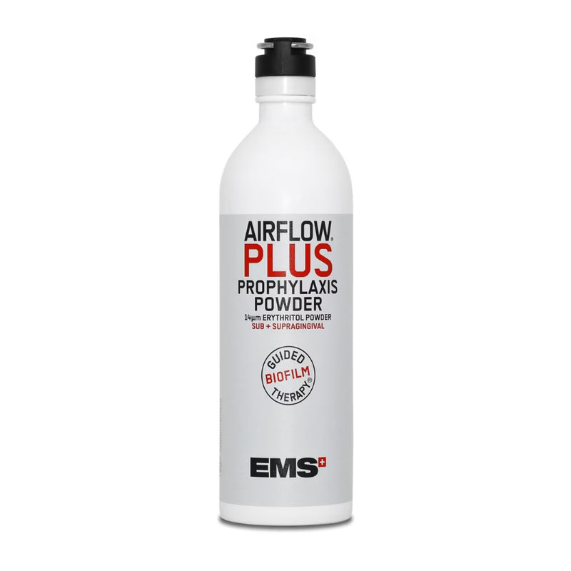 Botella de 400 g del polvo AIRFLOW Plus DV-082/Z de EMS para profilaxis con erythritol y protocolo GBT.