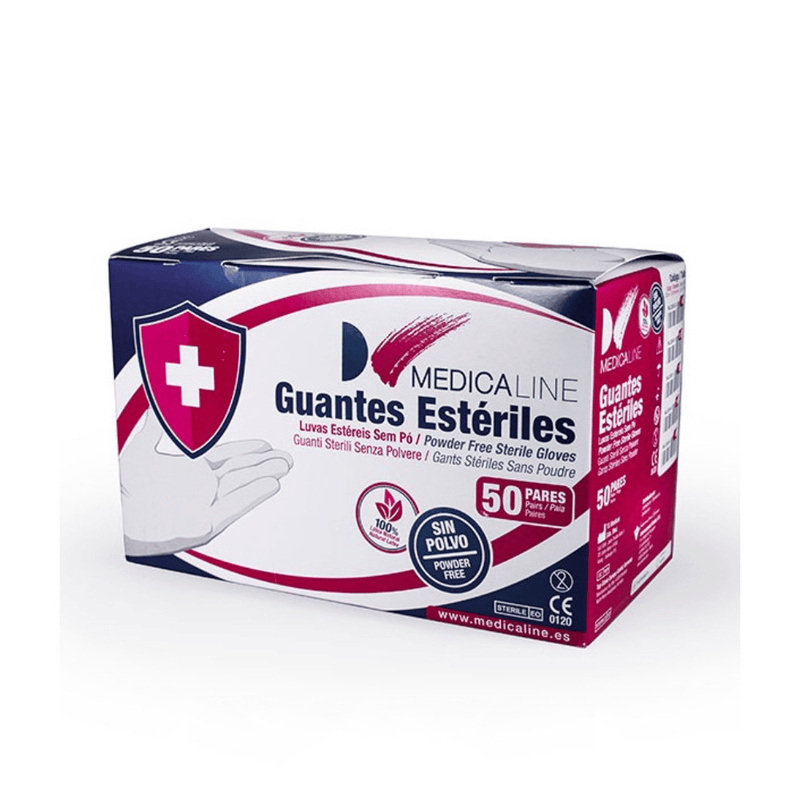 Guantes de látex estériles para cirugía sin polvo 50 pares – Medicaline