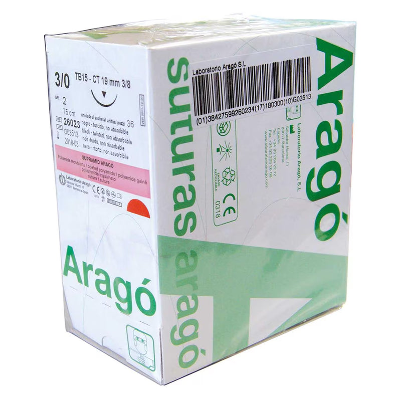 Aragó Suturas Seda Triangular 3/0 | TB15 | 12 uds